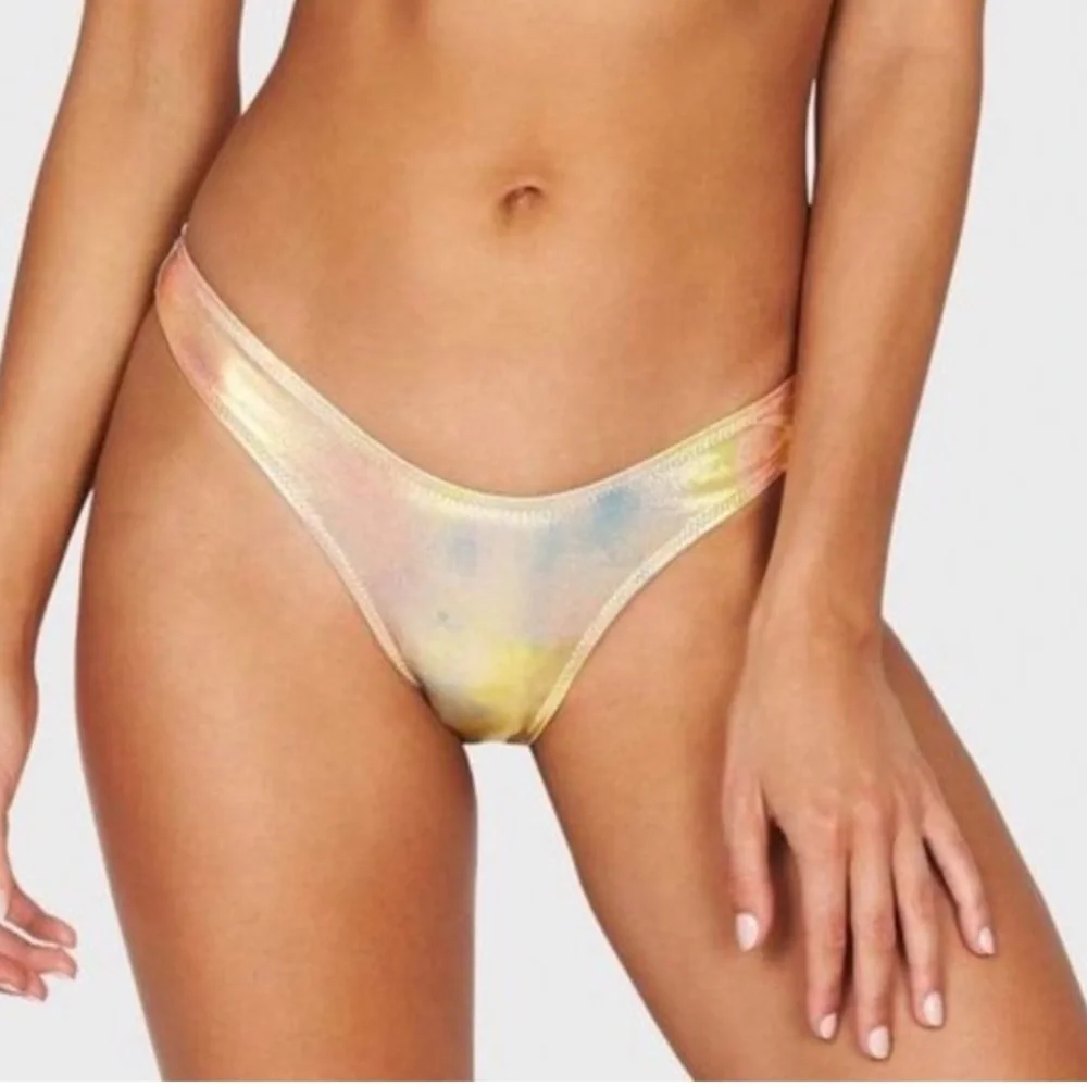 Bond Eye Australia Paris Bikini Tri Top S & Bottom M in Cosmic Rainbow Metallic.